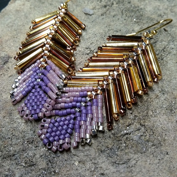 Jewelry - Free Flowing Feather Beaded Earrings